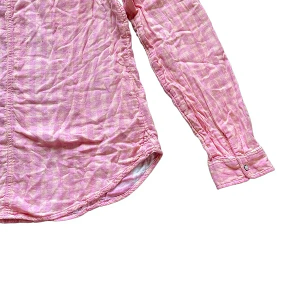 Maurices pink & orange plaid checkered long sleeve button down shirt - Picture 11 of 14